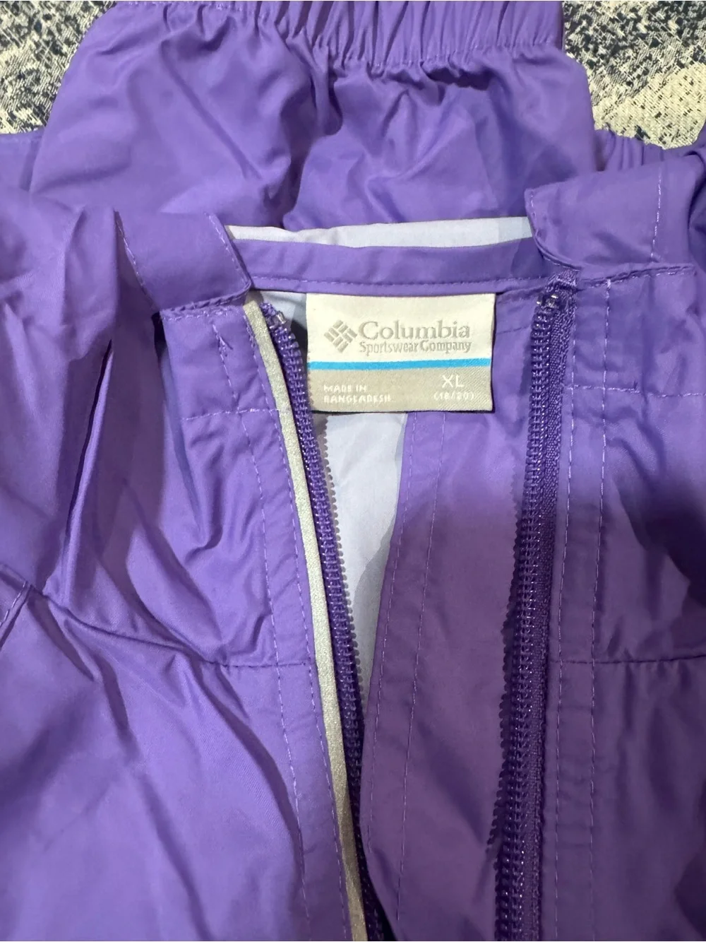 Columbia Girls' Purple Hooded Windbreaker Rain Jacket switchback ii XL (18)
